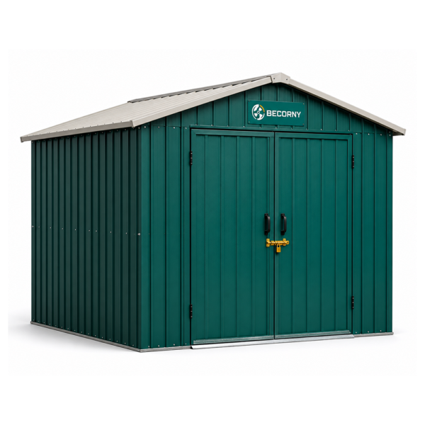 Becorny 8x6 Outdoor Storage Shed, Weather-Resistant Metal, Double Door